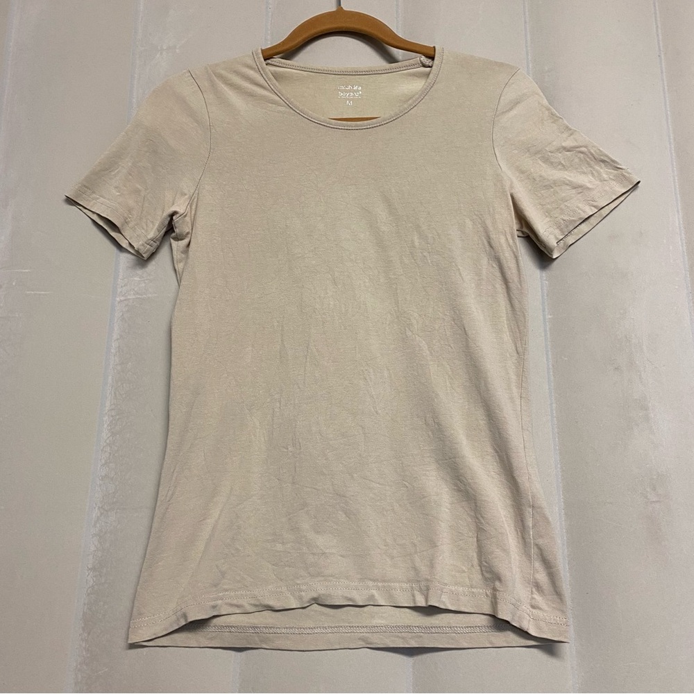 Michele Boyard Women’s Shirt Top Tee Medium Short Sleeve Minimalist Neutral